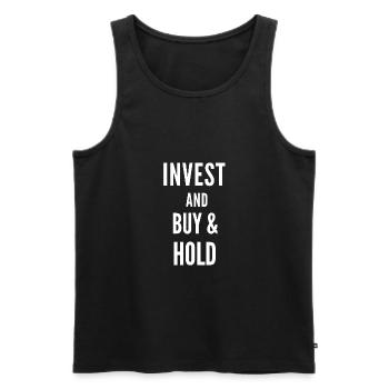 Invest and buy and hold for the equity investor - Men's Premium Organic Tank Top - black - Front - AI Model Male 178 light (178cm)