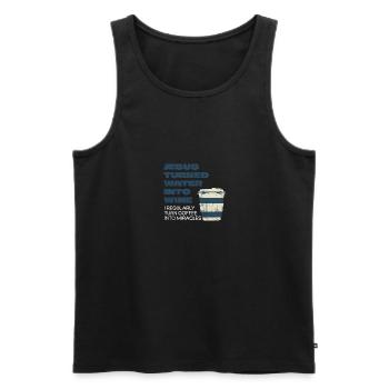 Christlicher Kaffee Lustig Jesus Verwandelt Wasser - Männer Premium Bio Tank Top - Schwarz - Vorne - Michal (187cm)