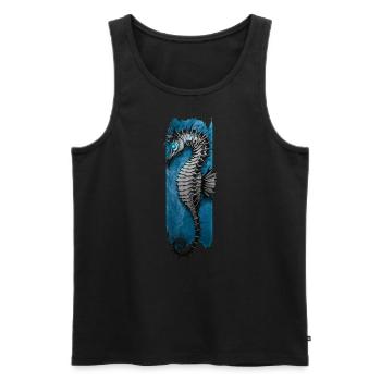 Marine Elegance: Seahorse Serenade - Men's Premium Organic Tank Top - black - Front - AI Model Male 178 light (178cm)