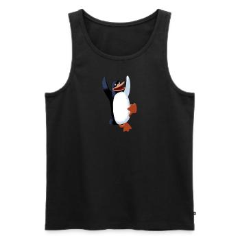 Pinguin - Männer Premium Bio Tank Top - Schwarz - Vorne - Michal (187cm)