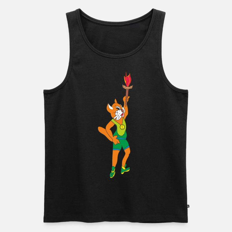 Katze mit einer Fackel - Männer Premium Bio Tank Top - Schwarz