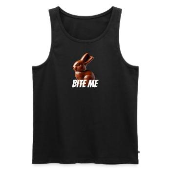 🍫 Bite Me – Lustiger Schokoladenhase 🐰 - Männer Premium Bio Tank Top - Schwarz - Vorne - Michal (187cm)