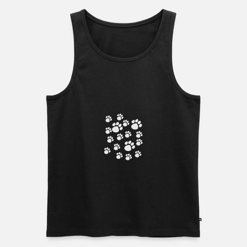 Hundepfoten hell - Männer Premium Bio Tank Top - Schwarz