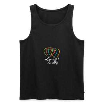 Liebe ist alles. Verschlungene bunte große Herzen - Männer Premium Bio Tank Top - Schwarz - Vorne - AI Model Male 178 light (178cm)