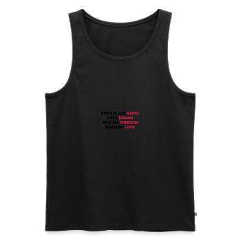 birth race politics religion 2 - Männer Premium Bio Tank Top - Schwarz - Vorne - AI Model Male 178 light (178cm)