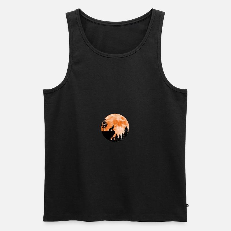 Howling Wolf Moon - Heulender Wolf - Männer Premium Bio Tank Top - Schwarz