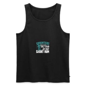 Motif marathon pour coureurs et joggeurs - Débardeur bio Premium Homme - noir - Devant - Michal (187cm)