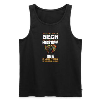 L’histoire des Noirs Vivre Il l’apprendre M... - Débardeur bio Premium Homme - noir - Devant - Michal (187cm)