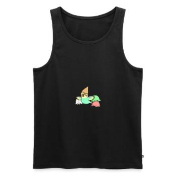 budgie with icecream - Débardeur bio Premium Homme - noir - Devant - AI Model Male 178 light (178cm)