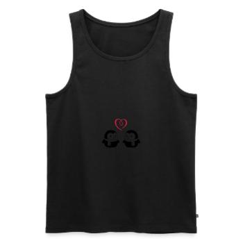 sweet pingus in love 01 - Men's Premium Organic Tank Top - black - Front - Michal (187cm)