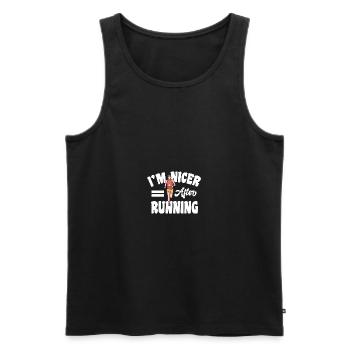Motif marathon pour coureurs et joggeurs - Débardeur bio Premium Homme - noir - Devant - Michal (187cm)