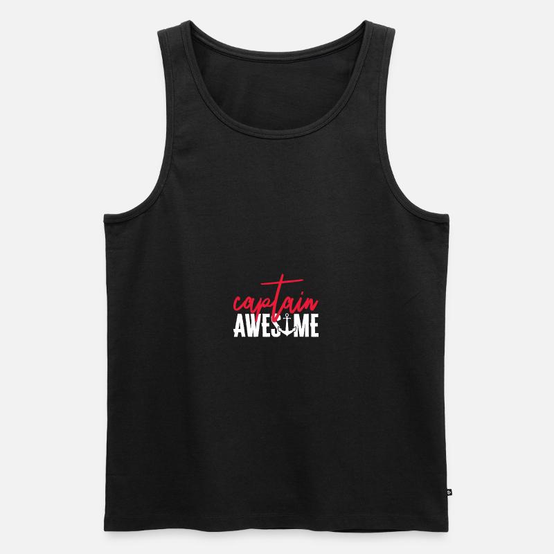 Captain Awesome Funny Sailing Boating - Männer Premium Bio Tank Top - Schwarz