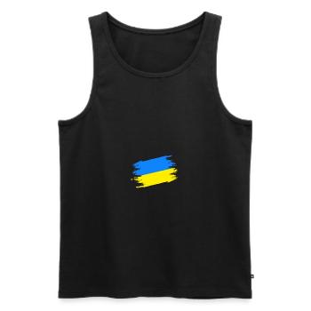 Drapeau ukrainien Coup de pinceau bleu et jaune - Débardeur bio Premium Homme - noir - Devant - AI Model Male 178 light (178cm)