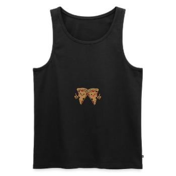 pizza comic paar 02 - Männer Premium Bio Tank Top - Schwarz - Vorne - AI Model Male 178 light (178cm)