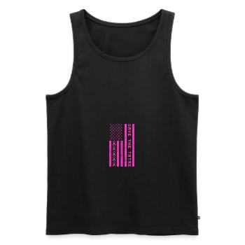 Save The Tatas American Flag - Fighting Breast - Männer Premium Bio Tank Top - Schwarz - Vorne - Michal (187cm)