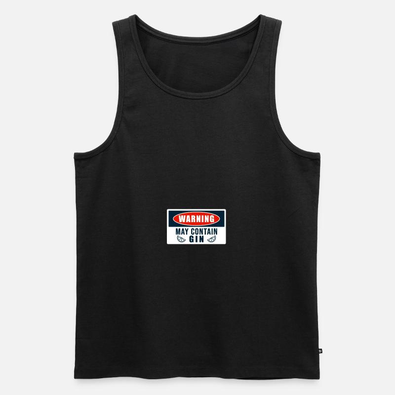 Warning May Contain Gin - Männer Premium Bio Tank Top - Schwarz
