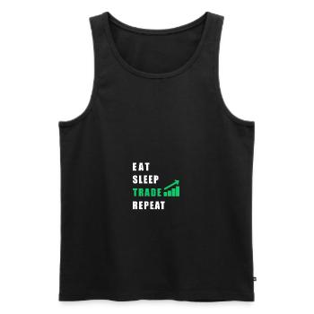 Eat Sleep Trade Repeat - Trader Trading - Männer Premium Bio Tank Top - Schwarz - Vorne - AI Model Male 178 light (178cm)