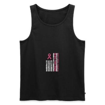 Pink Ribbon Breast Cancer American Flag - Männer Premium Bio Tank Top - Schwarz - Vorne - Michal (187cm)