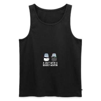 A Salt with a Deadly Weapon - Dad Joke - Männer Premium Bio Tank Top - Schwarz - Vorne - Michal (187cm)
