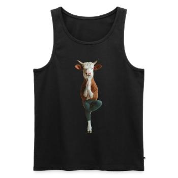 Kuh - Männer Premium Bio Tank Top - Schwarz - Vorne - AI Model Male 178 light (178cm)