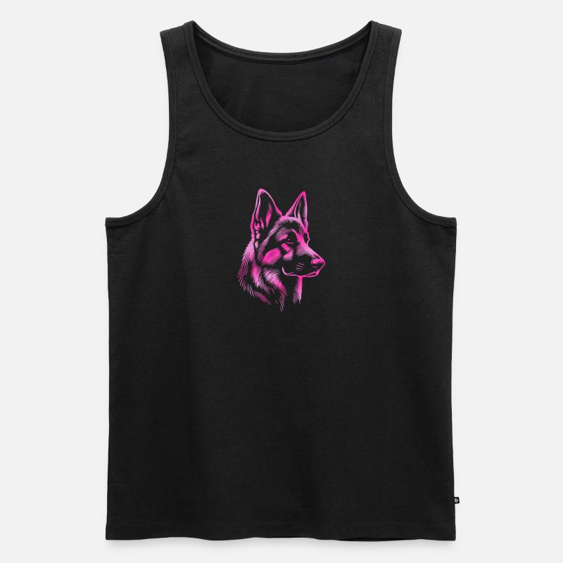 Deutscher Schäferhund Kopf pink - Männer Premium Bio Tank Top - Schwarz