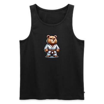 Karate bear in judogi for martial arts fans - Men's Premium Organic Tank Top - black - Front - Michal (187cm)