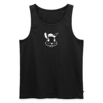 Hase mit Basecap | Hopper Hat | Sandhos - Männer Premium Bio Tank Top - Schwarz - Vorne - AI Model Male 178 light (178cm)