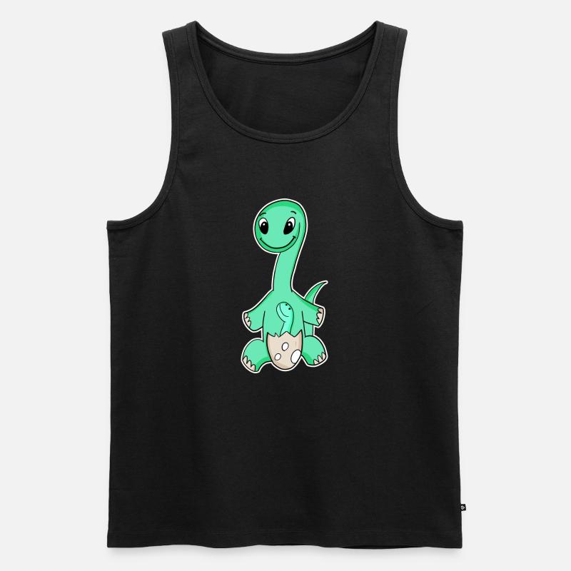 Dinosaurier mit Baby Dinosaurier - Männer Premium Bio Tank Top - Schwarz