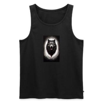Loup-garou | Loup | Créatures mythiques | Monstres | Mystique - Débardeur bio Premium Homme - noir - Devant - Michal (187cm)