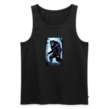 Loup-garou | Loup | Créatures mythiques | Monstres | Mystique - Débardeur bio Premium Homme - noir - Devant - Michal (187cm)