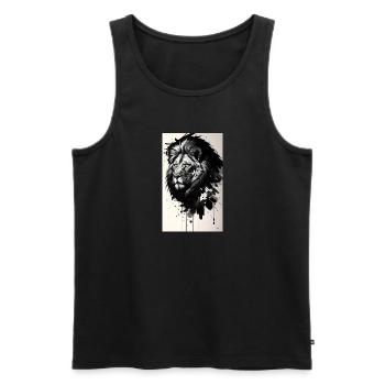 Lion | Animal | Prédateur | Rugissement | Roi | Afrique - Débardeur bio Premium Homme - charbon - Devant - Alexander (188cm)