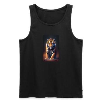 Tigre | Animal | Prédateur | Rugissement | Roi | Asie - Débardeur bio Premium Homme - noir - Devant - AI Model Male 178 light (178cm)