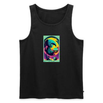 Extraterrestre | OVNI | Vaisseau spatial | PAU | étranger - Débardeur bio Premium Homme - noir - Devant - AI Model Male 178 light (178cm)