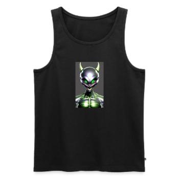 Extraterrestre | OVNI | Vaisseau spatial | PAU | étranger - Débardeur bio Premium Homme - noir - Devant - AI Model Male 178 light (178cm)