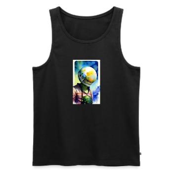 Extraterrestre | OVNI | Vaisseau spatial | PAU | étranger - Débardeur bio Premium Homme - noir - Devant - AI Model Male 178 light (178cm)