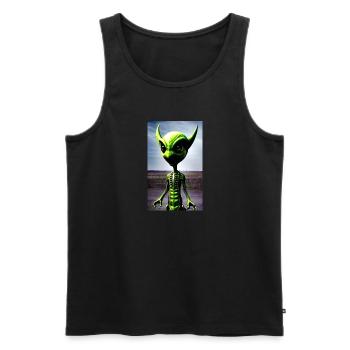 Extraterrestre | OVNI | Vaisseau spatial | PAU | étranger - Débardeur bio Premium Homme - noir - Devant - AI Model Male 178 light (178cm)