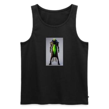 Extraterrestre | OVNI | Vaisseau spatial | PAU | étranger - Débardeur bio Premium Homme - noir - Devant - AI Model Male 178 light (178cm)