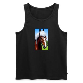 Cheval | Équitation | Animal | Monture | Coloré - Débardeur bio Premium Homme - noir - Devant - Michal (187cm)