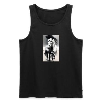 Pferd | reiten | Tier | Reittier | Bunt - Männer Premium Bio Tank Top - Schwarz - Vorne - Michal (187cm)