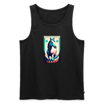 Cheval | Équitation | Animal | Monture | Coloré - Débardeur bio Premium Homme - noir - Devant - Michal (187cm)
