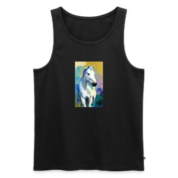 Pferd | reiten | Tier | Reittier | Bunt - Männer Premium Bio Tank Top - Schwarz - Vorne - Michal (187cm)