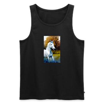 Pferd | reiten | Tier | Reittier | Bunt - Männer Premium Bio Tank Top - Schwarz - Vorne - Michal (187cm)