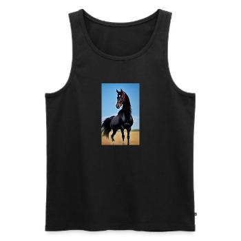 Cheval | Équitation | Animal | Monture | Coloré - Débardeur bio Premium Homme - noir - Devant - Michal (187cm)