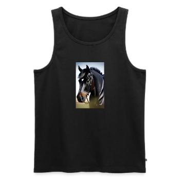 Cheval | Équitation | Animal | Monture | Coloré - Débardeur bio Premium Homme - noir - Devant - Michal (187cm)