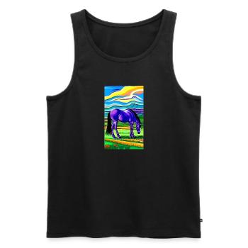 Cheval | Équitation | Animal | Monture | Coloré - Débardeur bio Premium Homme - noir - Devant - Michal (187cm)