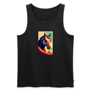 Cheval | Équitation | Animal | Monture | Coloré - Débardeur bio Premium Homme - noir - Devant - Michal (187cm)