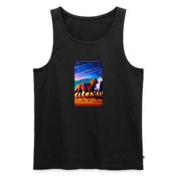 Pferd | reiten | Tier | Reittier | Bunt - Männer Premium Bio Tank Top - Schwarz - Vorne - Michal (187cm)