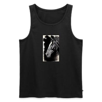 Pferd | reiten | Tier | Reittier | Bunt - Männer Premium Bio Tank Top - Schwarz - Vorne - Michal (187cm)