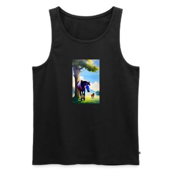 Pferd | reiten | Tier | Reittier | Bunt - Männer Premium Bio Tank Top - Schwarz - Vorne - Michal (187cm)