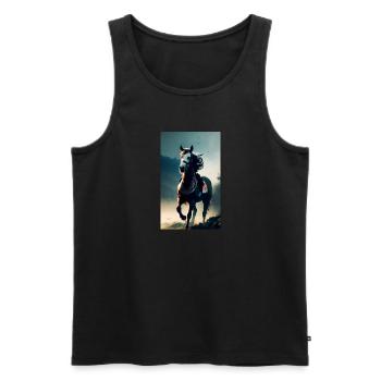 Pferd | reiten | Tier | Reittier | Bunt - Männer Premium Bio Tank Top - Schwarz - Vorne - Michal (187cm)